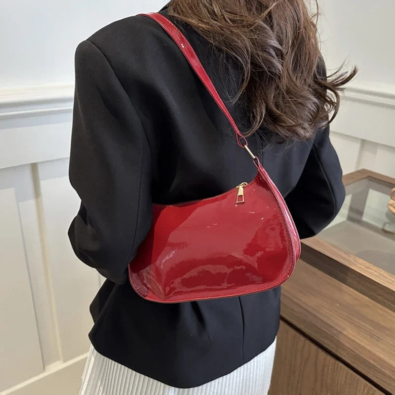 Retro Solid Color PU Leather Shoulder Underarm Bag Women's Fashion Handbags Casual Purses and Handbag Ladies Hand Bags