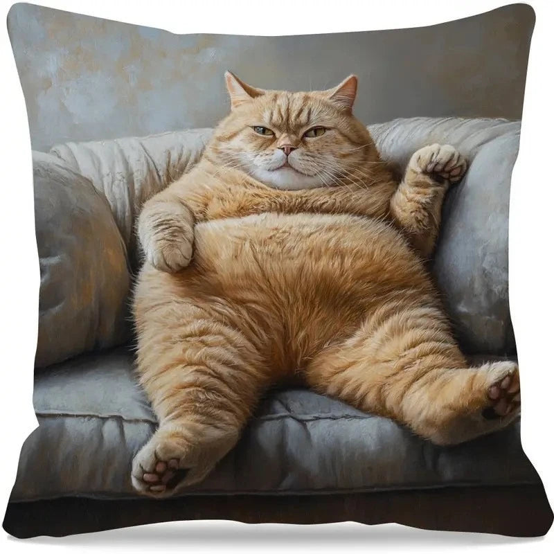 1pcs Cute Cartoon Cat Cushion Pillow Cover Simple Printed Throw Cushion Case Creative Home Sofa Decor Gift for Cat Lovers