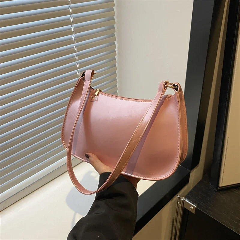 Retro Solid Color PU Leather Shoulder Underarm Bag Women's Fashion Handbags Casual Purses and Handbag Ladies Hand Bags