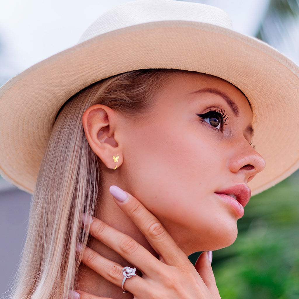 20G Gold Tone Implant Grade Titanium Butterfly Open Hoop Earring Set