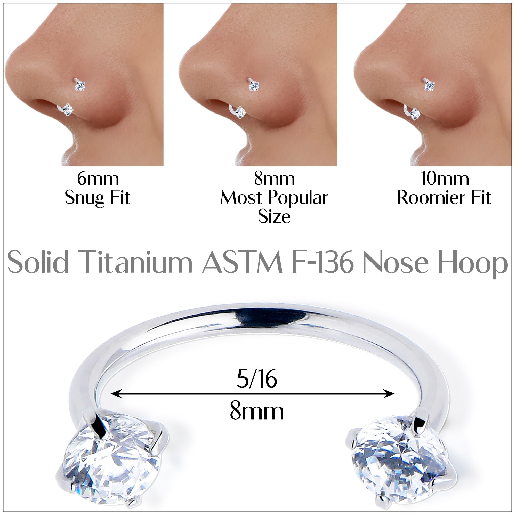 Double Gem Horseshoe Nose Ring Kit with Ball Grabber