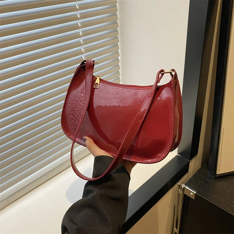 Retro Solid Color PU Leather Shoulder Underarm Bag Women's Fashion Handbags Casual Purses and Handbag Ladies Hand Bags