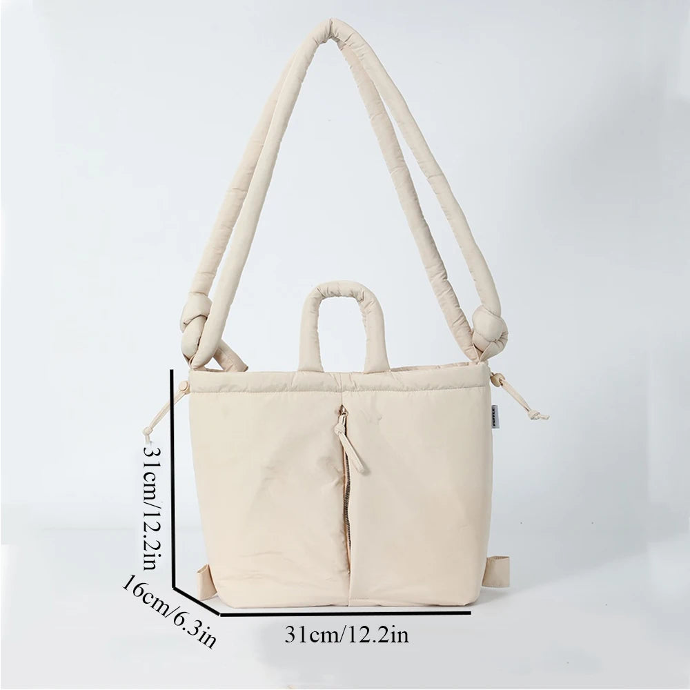 Puffer Backpack For Women Handbag With Top Handle Shoulder Bag Soft Lightweight Drawstring Puffy Tote Carry On Bag