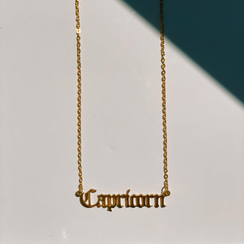 Capricorn Zodiac Nameplate Necklace