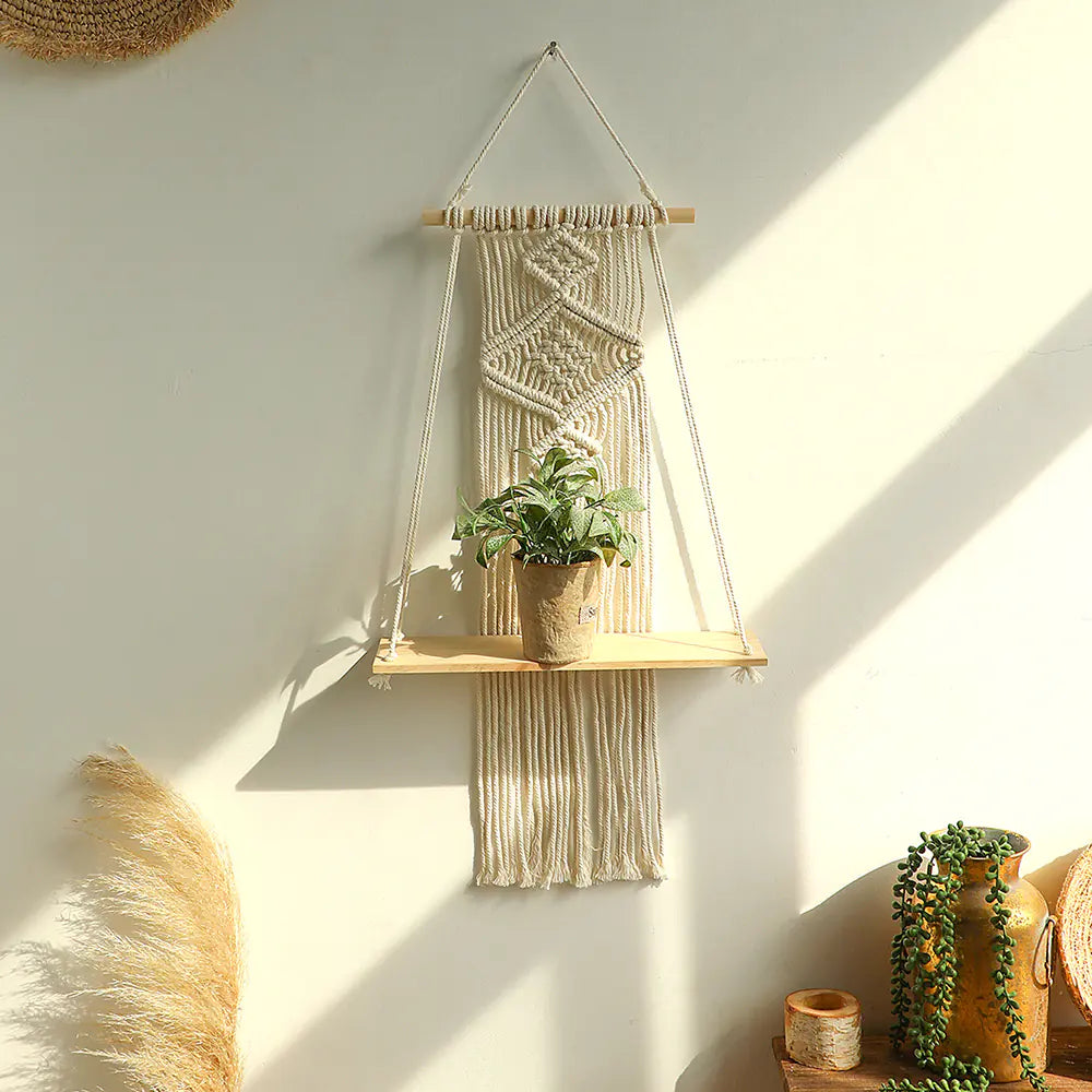 Bohemian Handwoven Tapestry Wall Shelf Decor