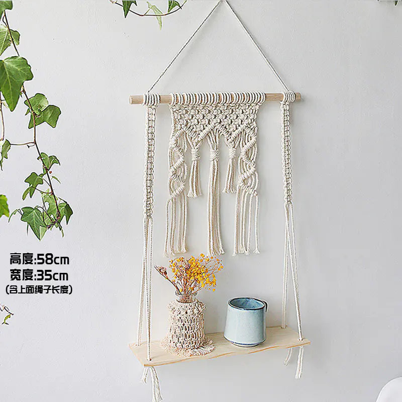 Bohemian Handwoven Tapestry Wall Shelf Decor