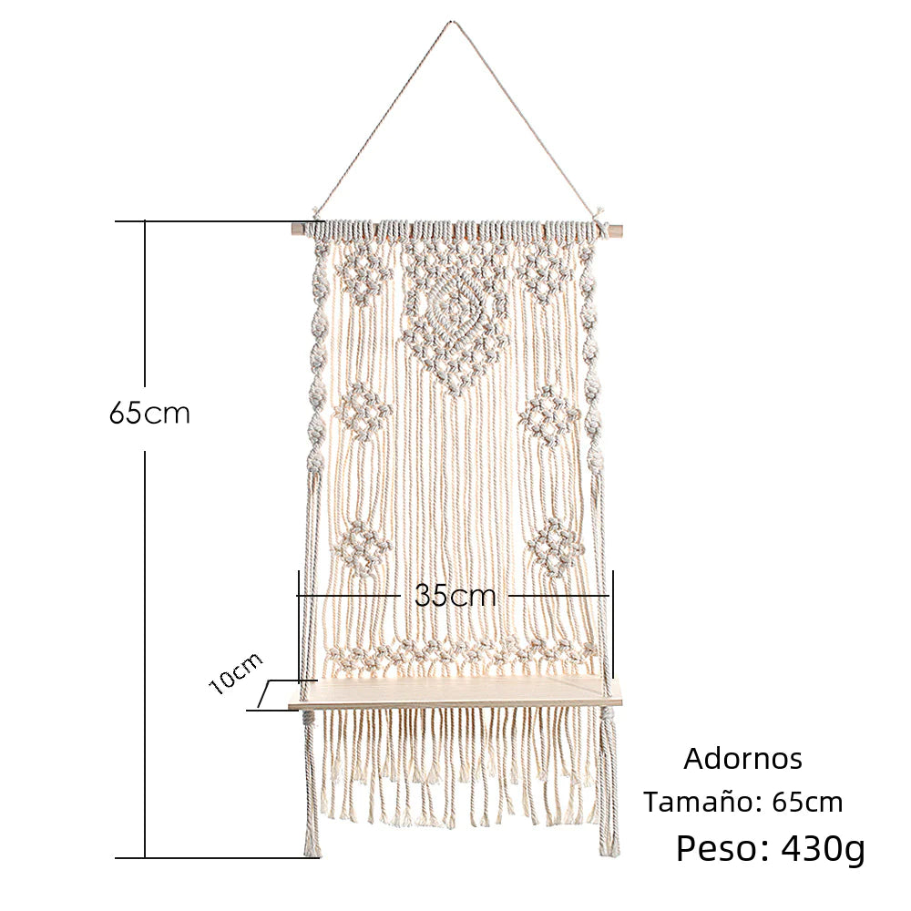 Bohemian Handwoven Tapestry Wall Shelf Decor