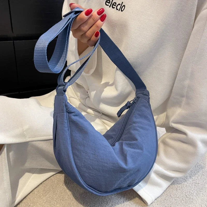 Simple Design Women's Messenger Bag Fashion Ladies Nylon Hobos Small Shoulder Bags Vintage Female Girls Purse Cloth Handbags