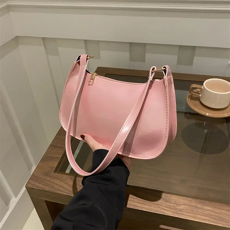 Spring Trendy Fashion Women's Solid Color Shoulder Bag Versatile Small Square Design Gentle Style for Casual Occasions
