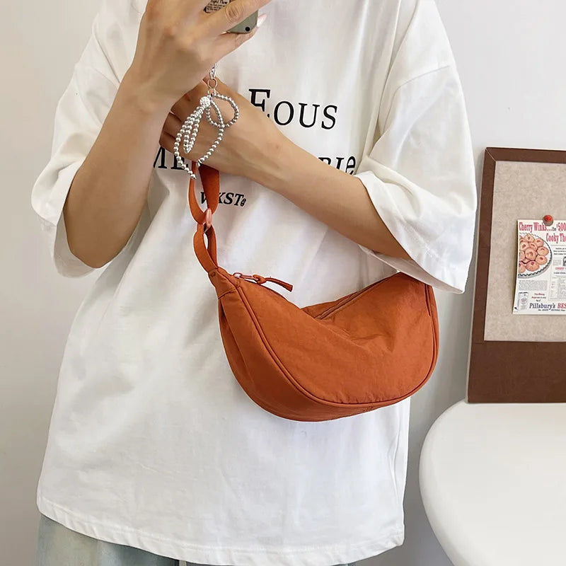 Simple Design Women's Messenger Bag Fashion Ladies Nylon Hobos Small Shoulder Bags Vintage Female Girls Purse Cloth Handbags