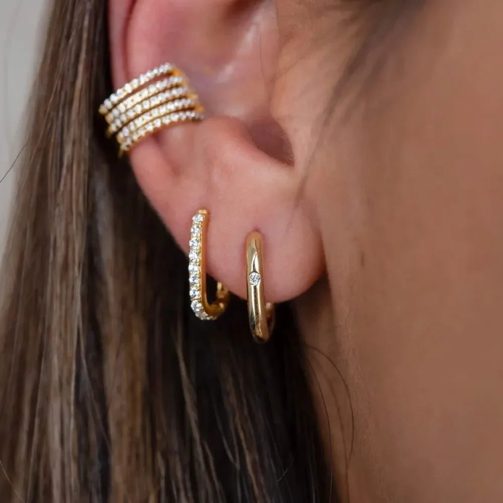 Mariasz Minimalist 1/3Pairs Dainty U-Shaped Stainless Steel Hoop Earrings for Women Gold Color with CZ Huggie Hoops Jewelry