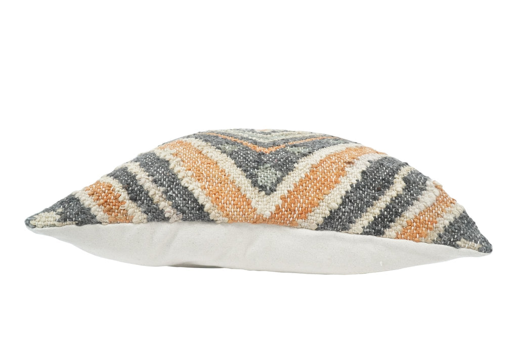 Hand Woven Boho Rust and Charcoal Jute and Wool Tribal Accent  Pillow, Cushion | PL11