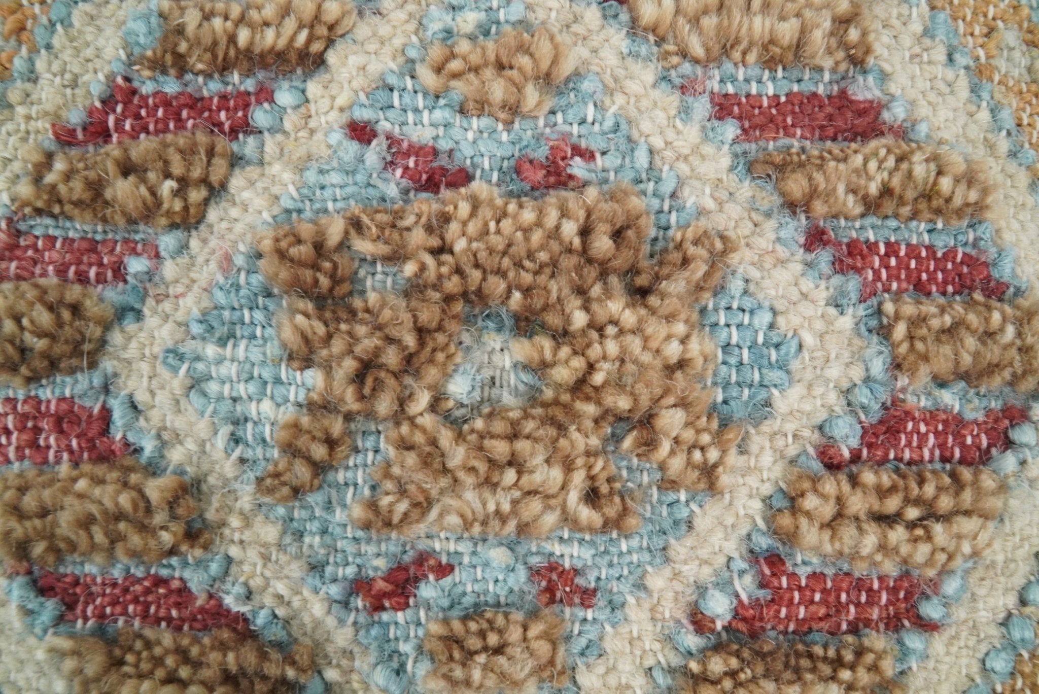 Hand Woven Boho Tribal Accent Mustard and Blue Jute and Wool Pillow, Cushion | PL13