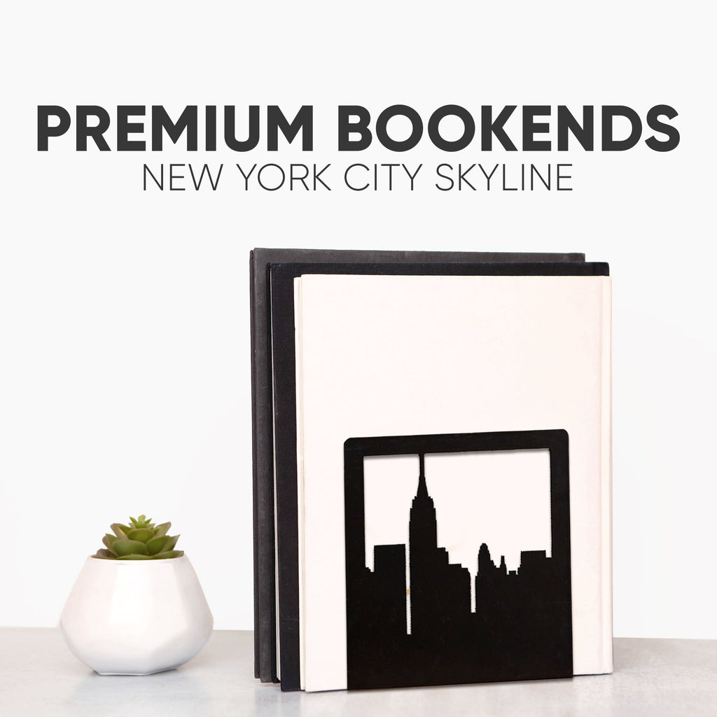 NYC Skyline Bookends – Decorative Metal Book Ends by Geomod