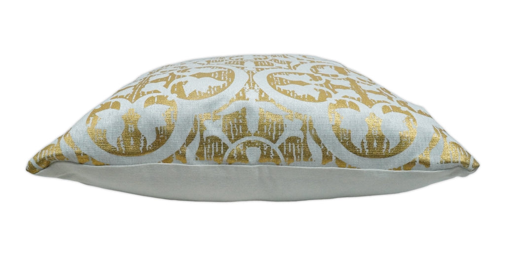 Square Geometric Printed Modern Contemporary Accent Gold and White Pillow Cover | PL08