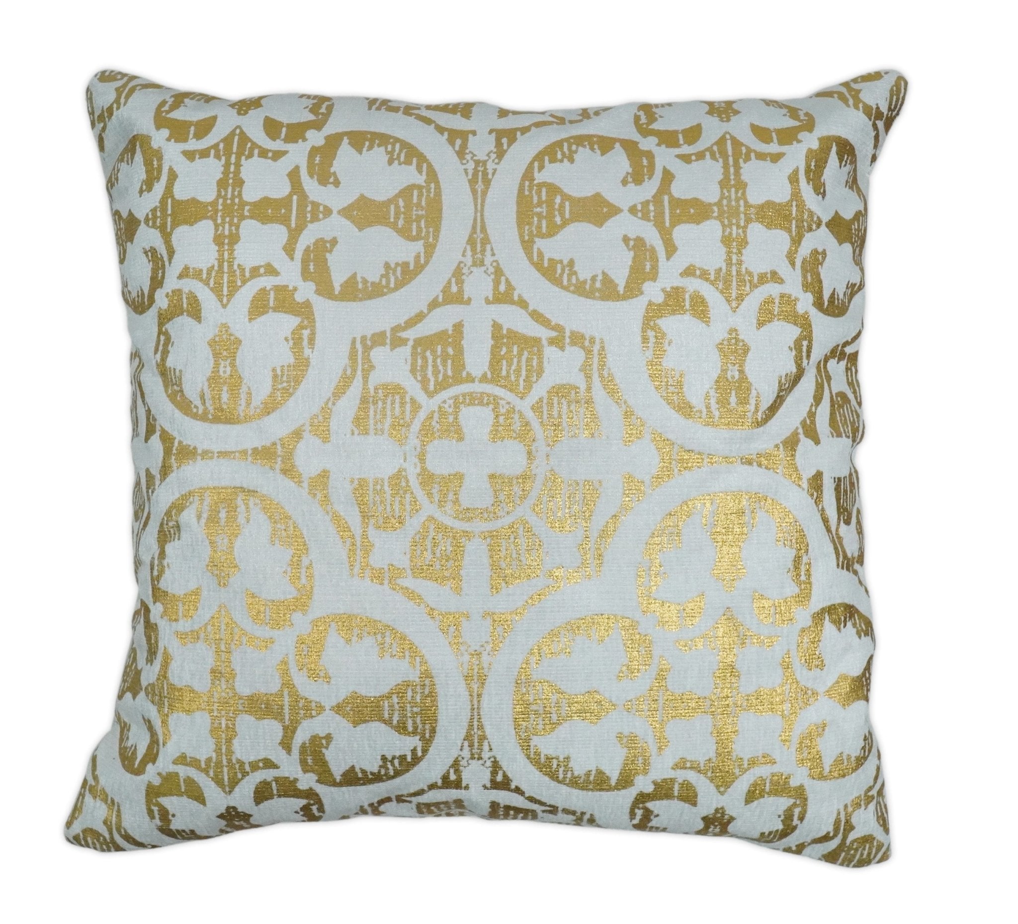 Square Geometric Printed Modern Contemporary Accent Gold and White Pillow Cover | PL08