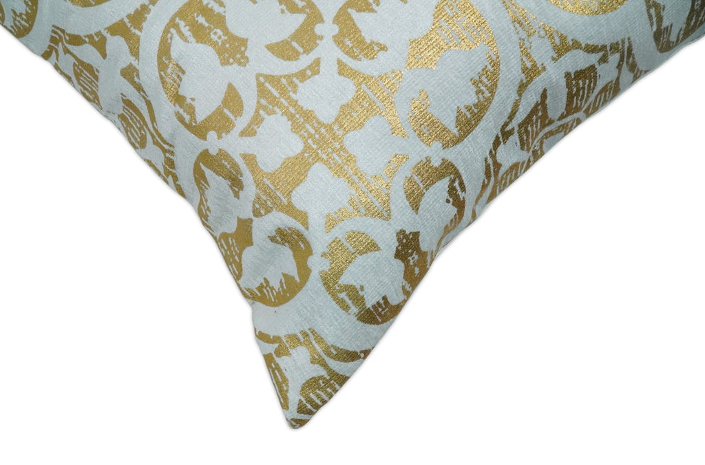 Square Geometric Printed Modern Contemporary Accent Gold and White Pillow Cover | PL08