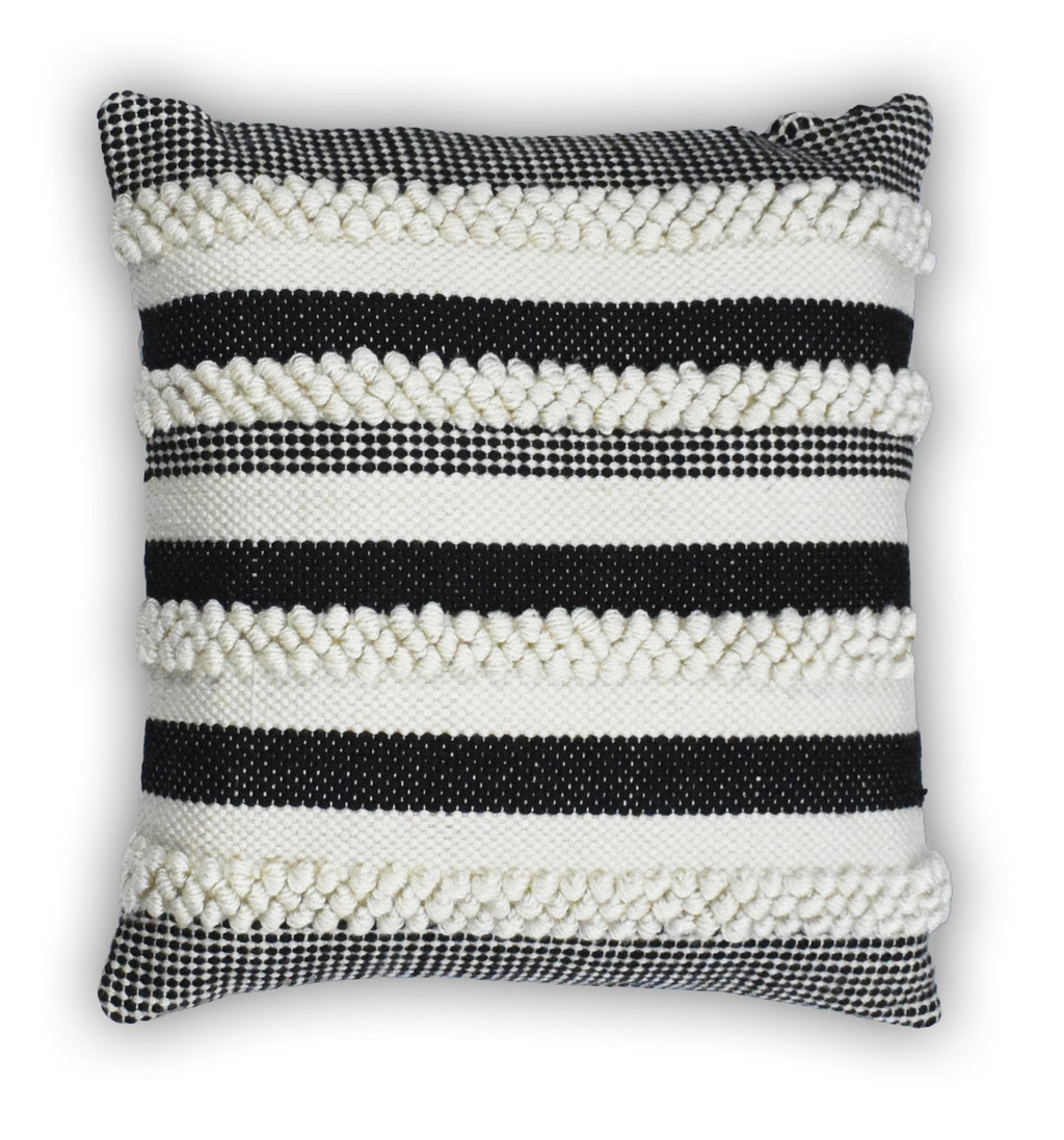 Square Outdoor and Indoor Safe Black and White Striped Pillow