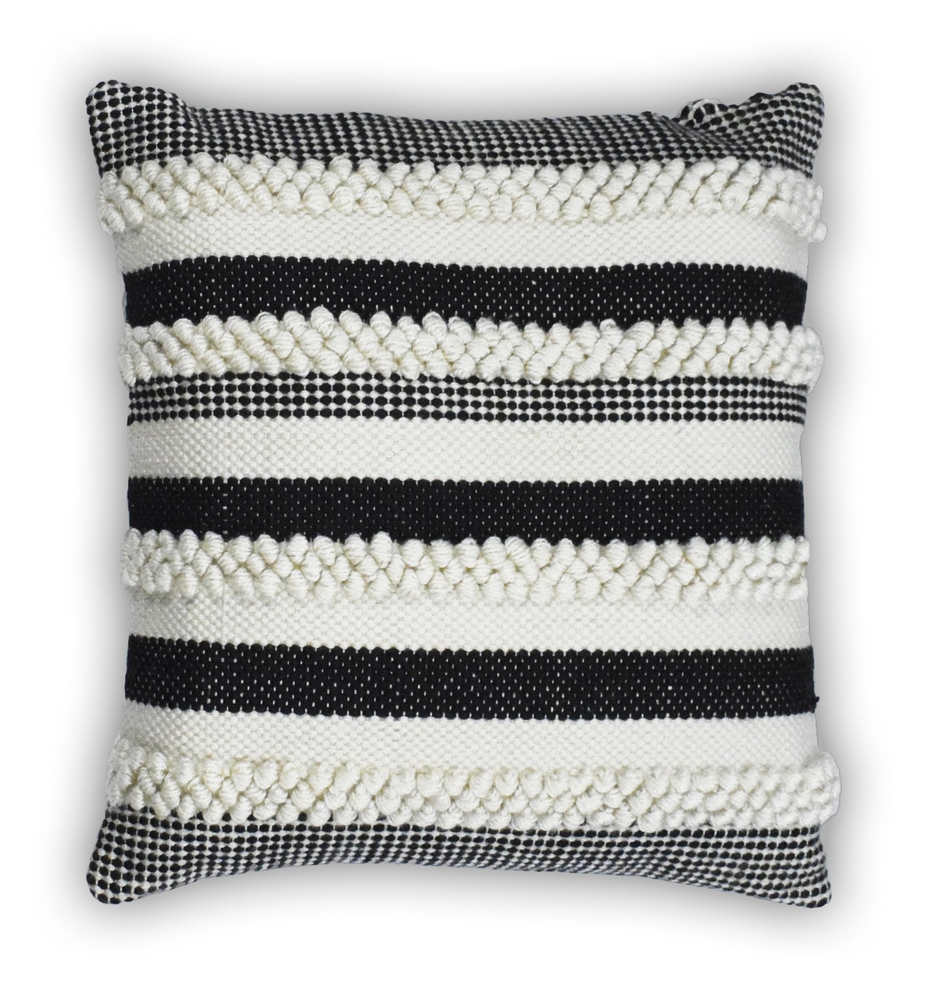 Square Outdoor and Indoor Safe Black and White Striped Pillow