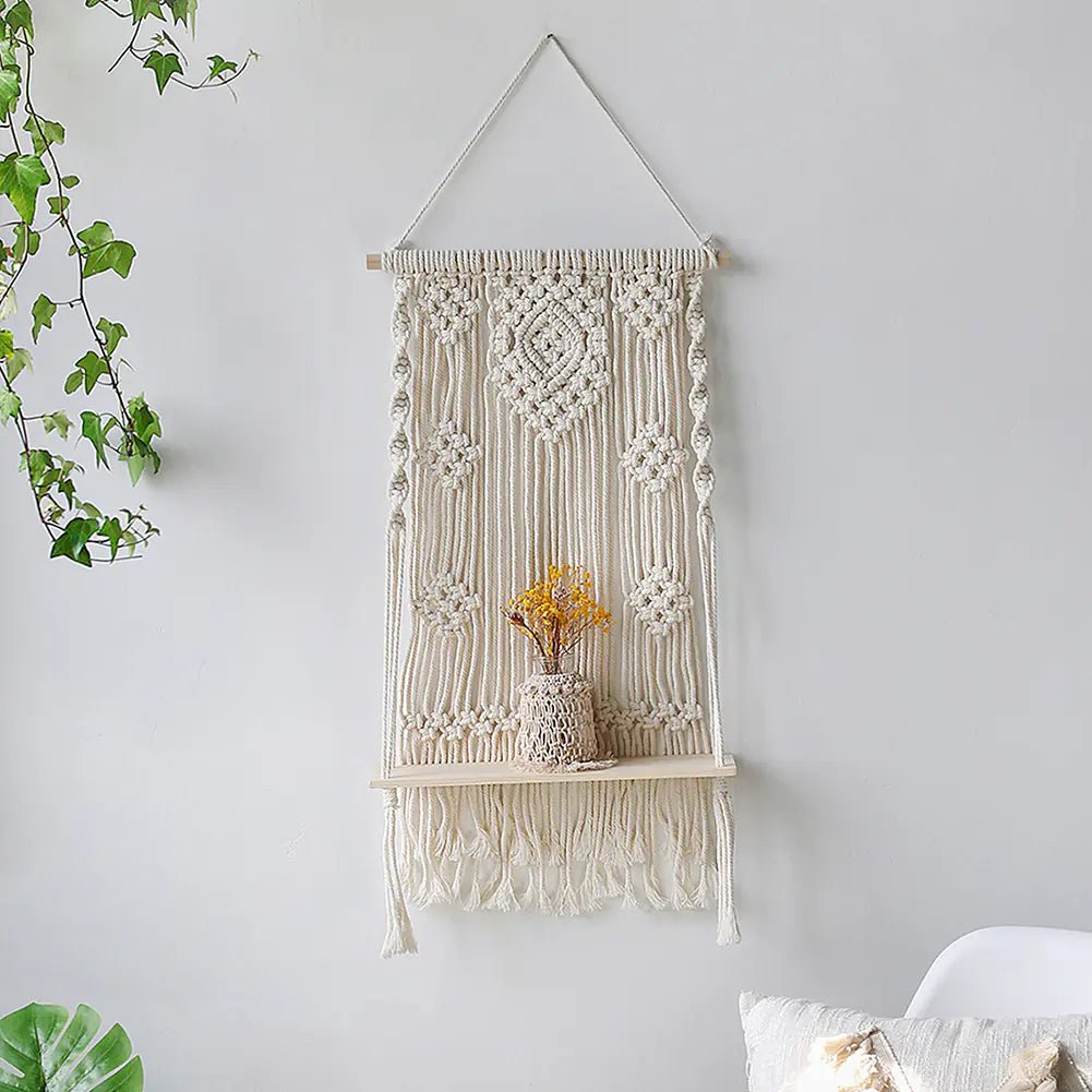Bohemian Handwoven Tapestry Wall Shelf Decor